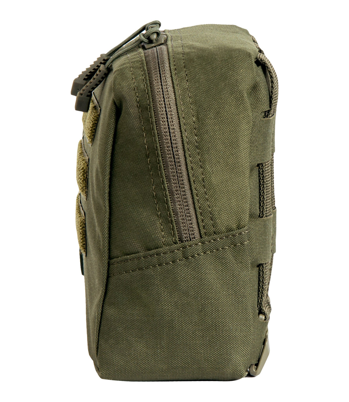 Side of Tactix Series 6x6 Utility Pouch in OD Green |color_od green