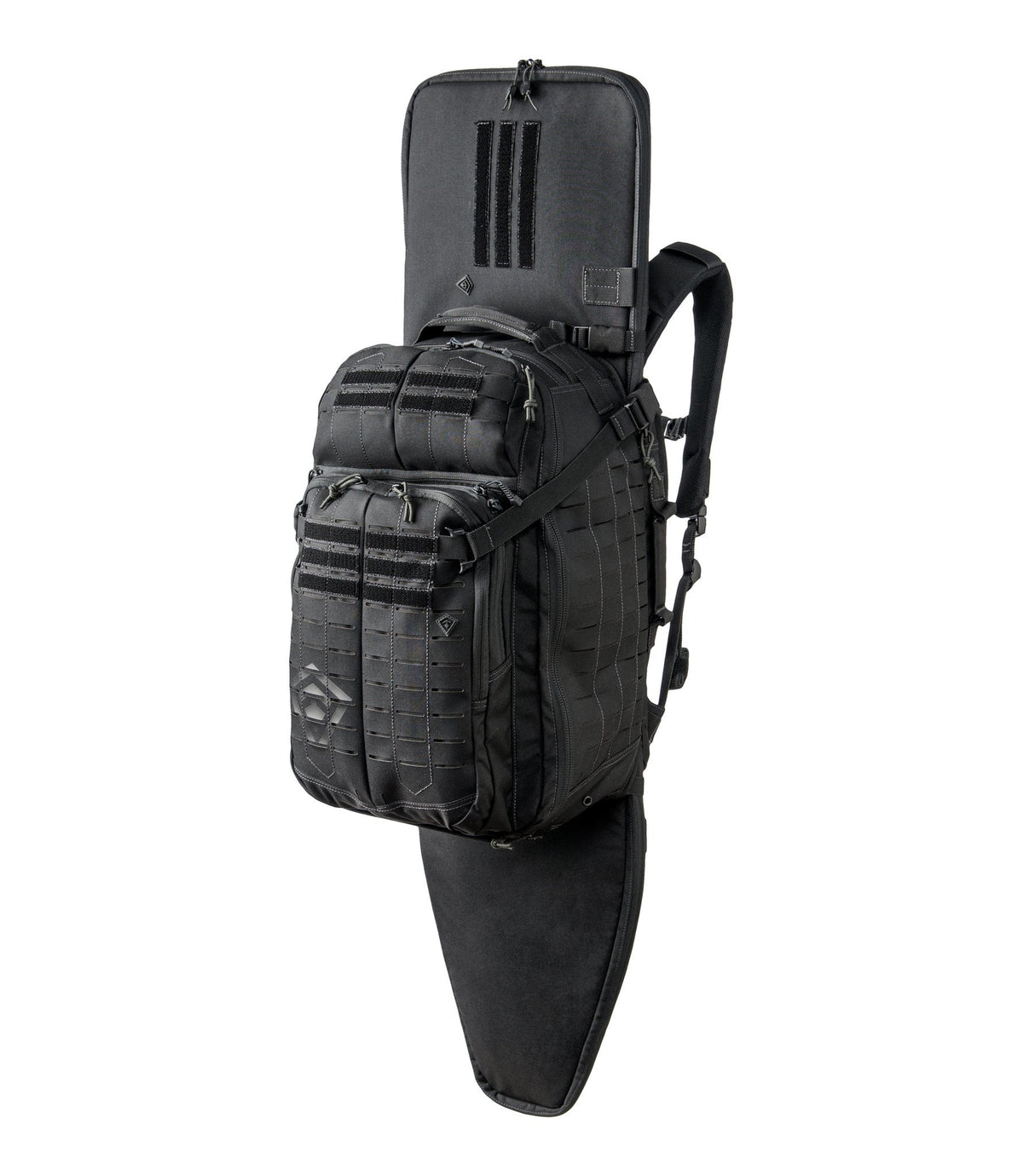 Front of Tactix 1-Day Plus Backpack 38L in Black with Rifle Sleeve |color_black