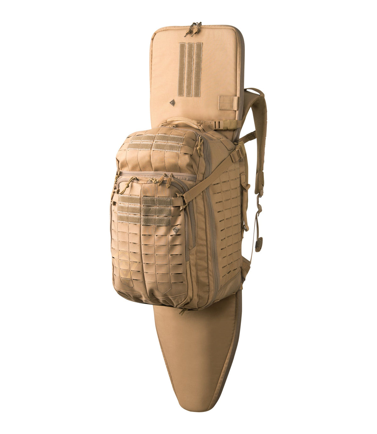Front of Tactix 1-Day Plus Backpack 38L in Coyote with Rifle Sleeve |color_coyote