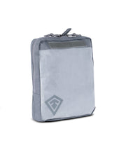 1/4 front side view of 9 X 10 Velcro Pouch in Asphalt |color_asphalt