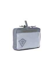 1/4 front side view of 9 X 6 Velcro Pouch in Asphalt |color_asphalt