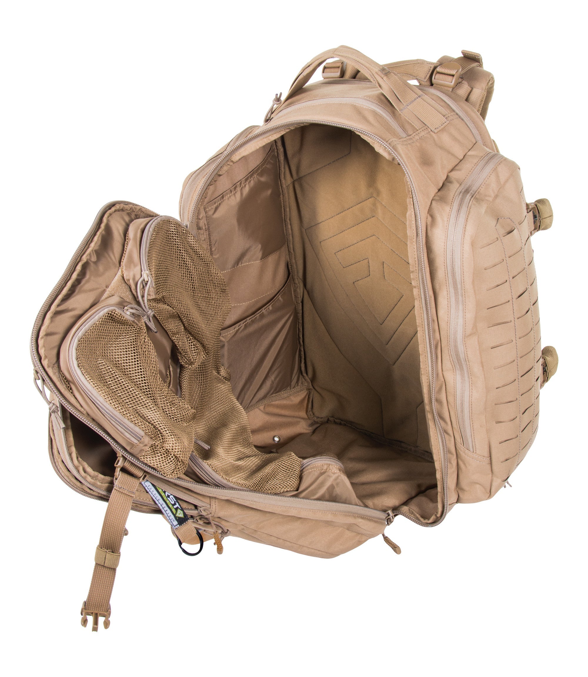 Open Front of Tactix 3-Day Plus Backpack 62L in Coyote |color_coyote