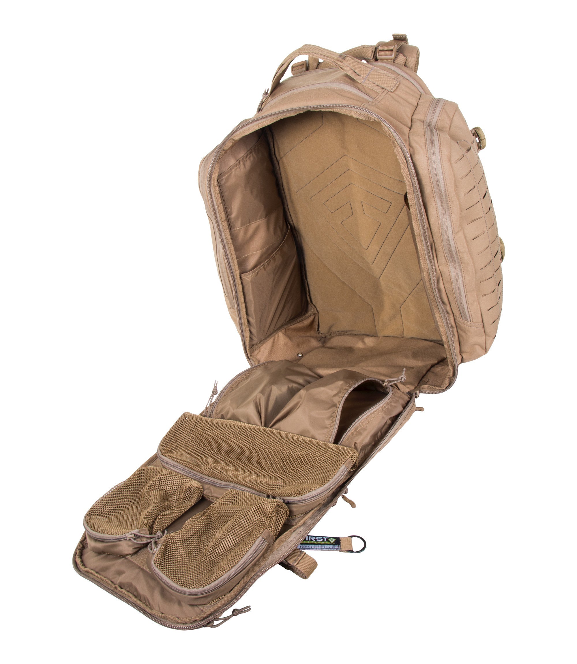 Open Front of Tactix 3-Day Plus Backpack 62L in Coyote |color_coyote