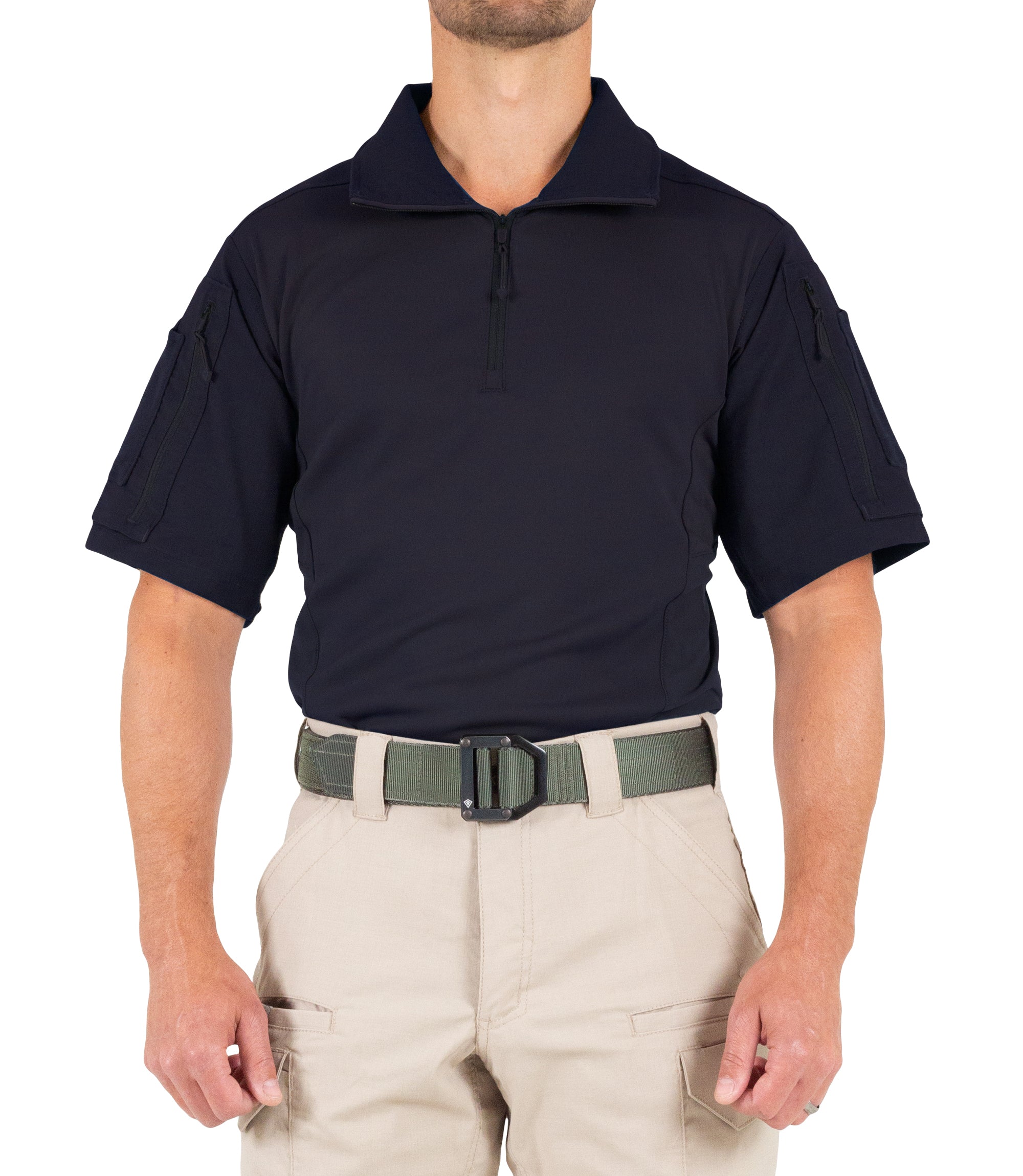 Front of Men's Defender Short Sleeve Shirt in Midnight Navy |color_midnight navy