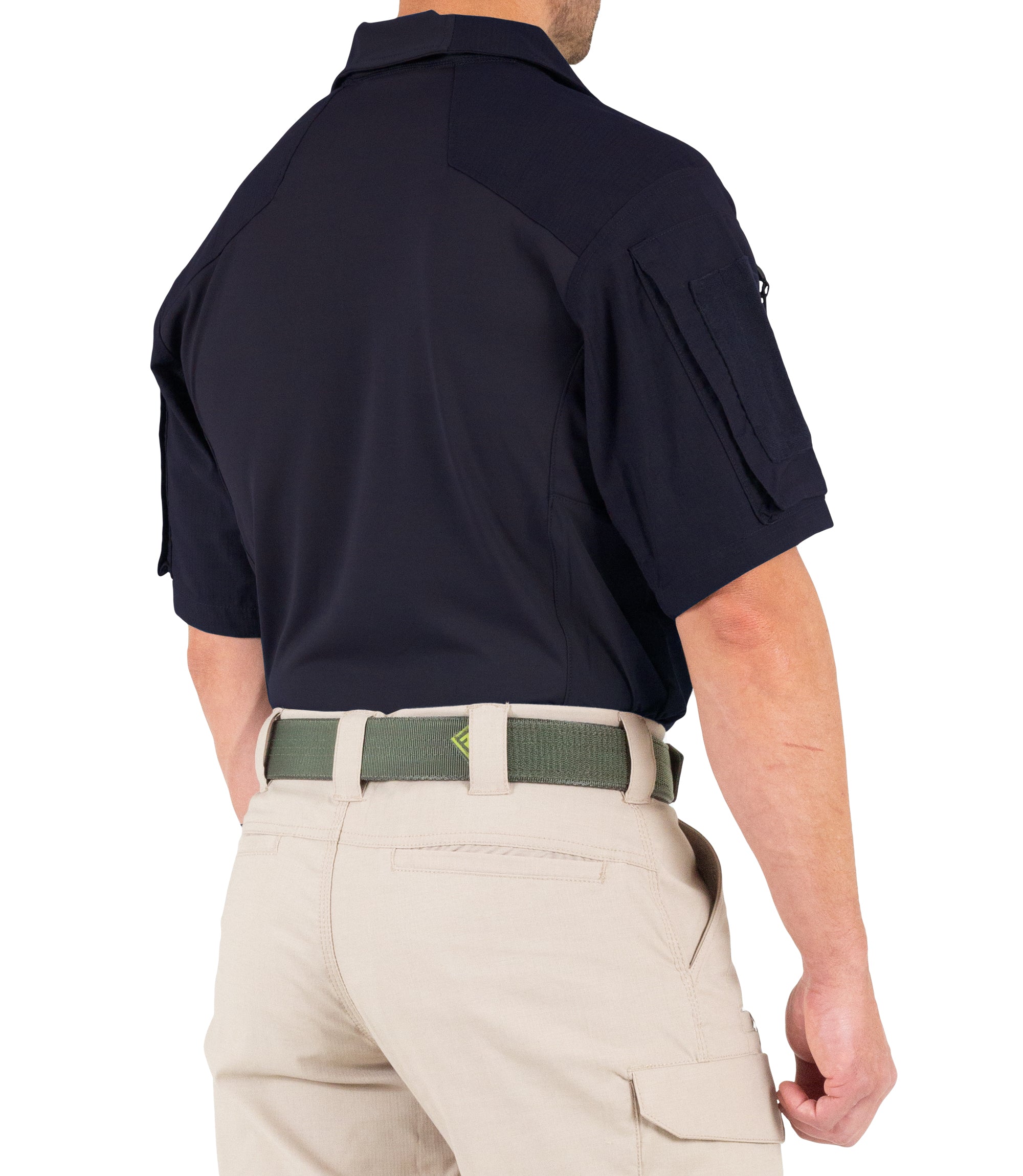 Side of Men's Defender Short Sleeve Shirt in Midnight Navy |color_midnight navy