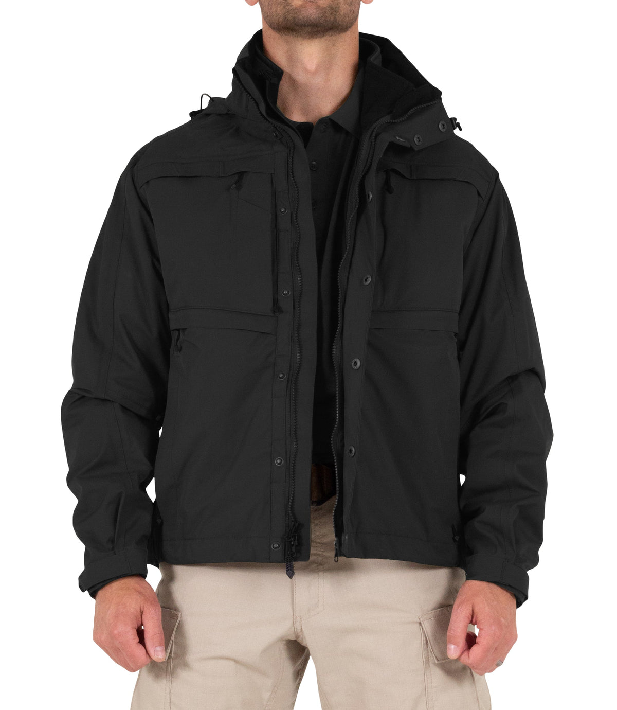 Front of Mens Tactix System Jacket in Black |color_black