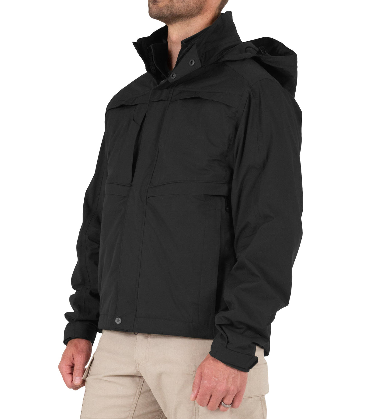 Side of Mens Tactix System Jacket in Black |color_black