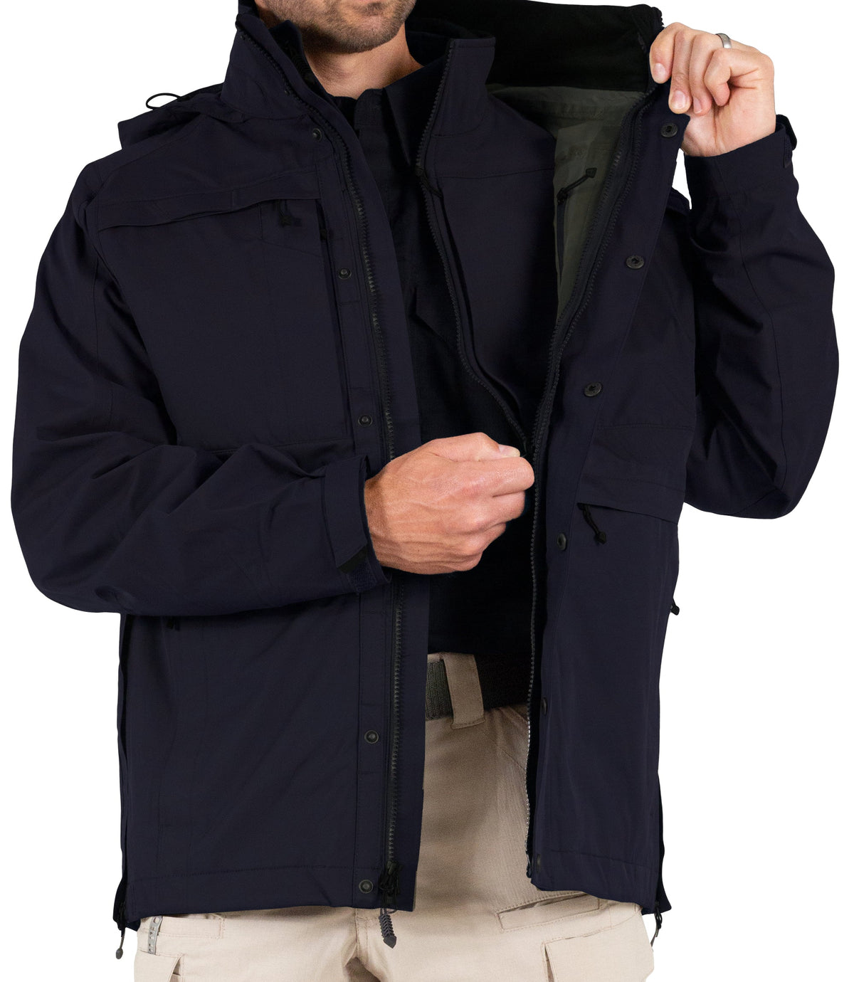Softshell Jacket Zipper for Mens Tactix System Parka in Midnight Navy |color_midnight navy