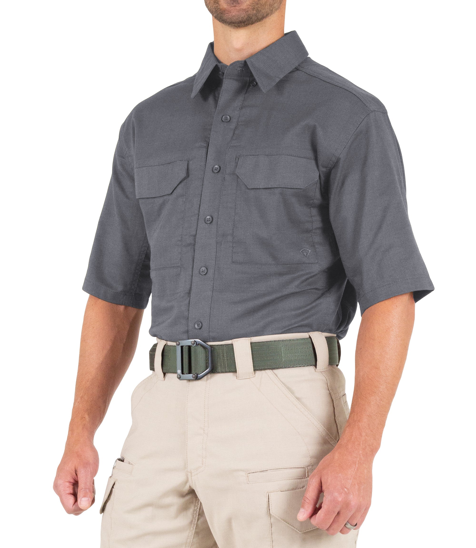 Side of Men's V2 Tactical Short Sleeve Shirt in Wolf Grey |color_wolf grey