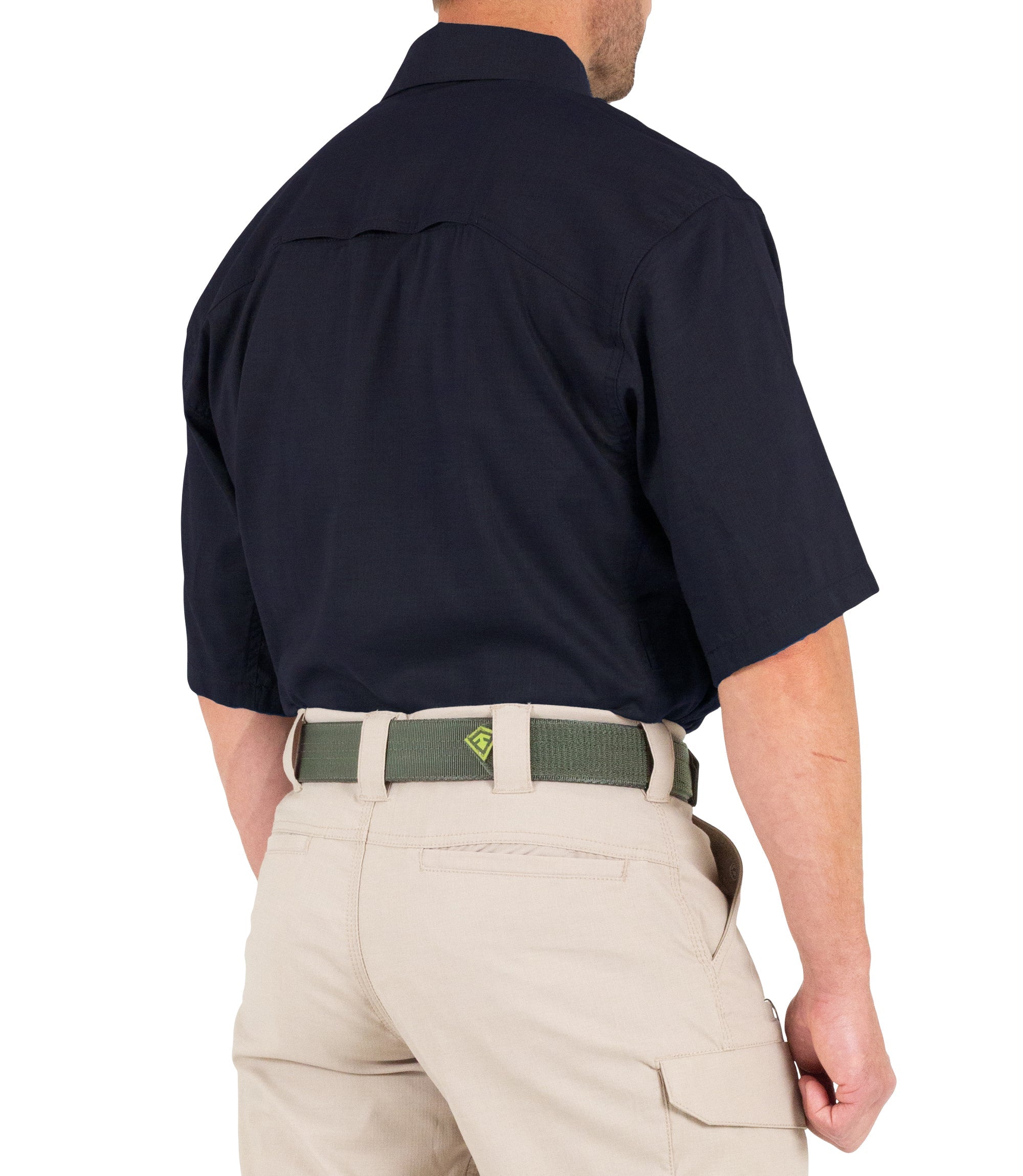 Side of Men's V2 Tactical Short Sleeve Shirt in Midnight Navy |color_midnight navy