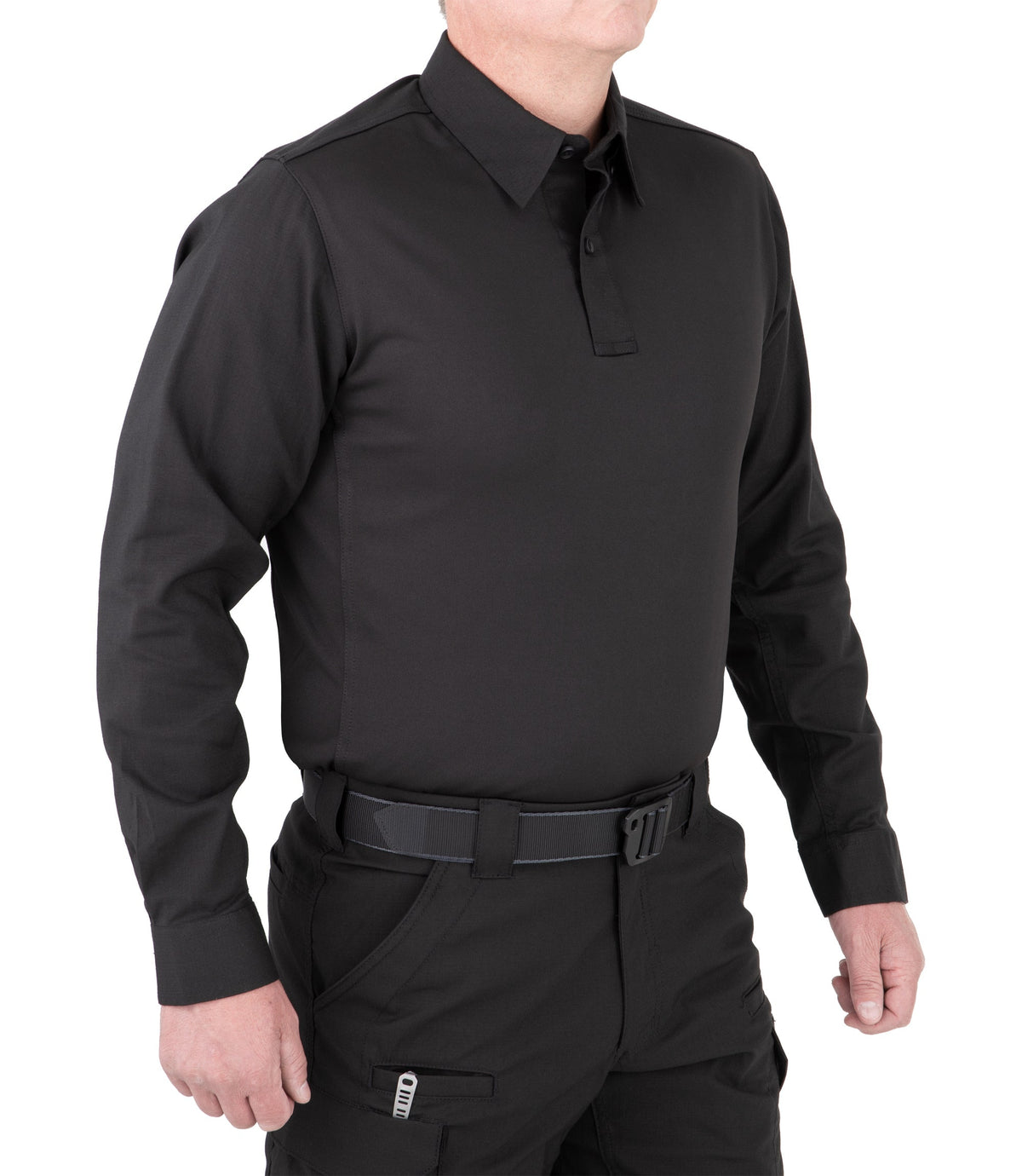 Side of Men's V2 Pro Performance Shirt in Black |color_black