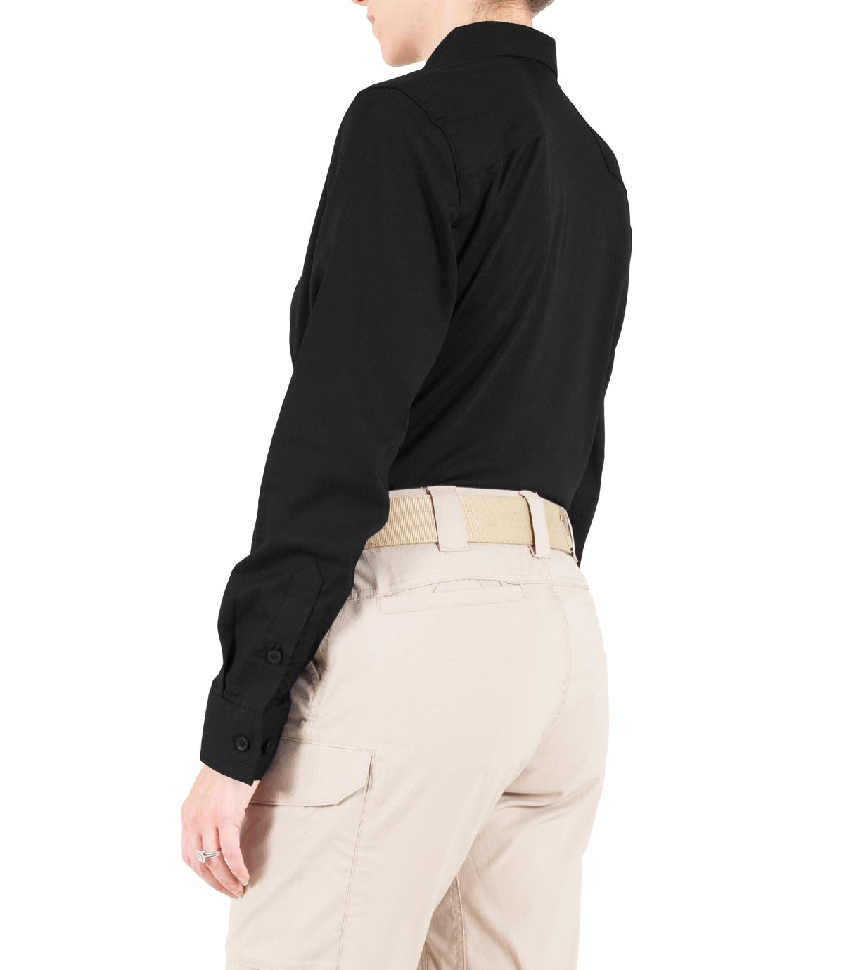 Side of Women's V2 Pro Performance Shirt in Black |color_black
