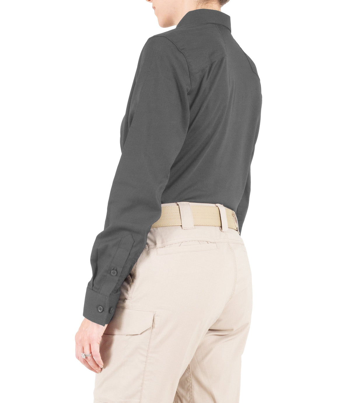 Side of Women's V2 Pro Performance Shirt in Wolf Grey |color_wolf grey