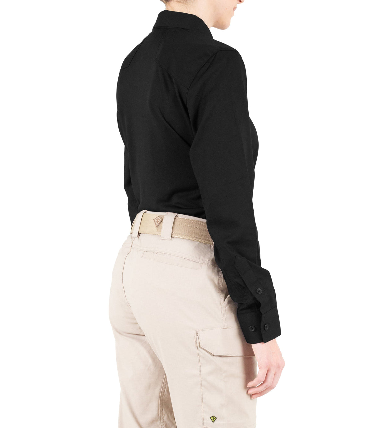 Side of Women's V2 Pro Performance Shirt in Black |color_black