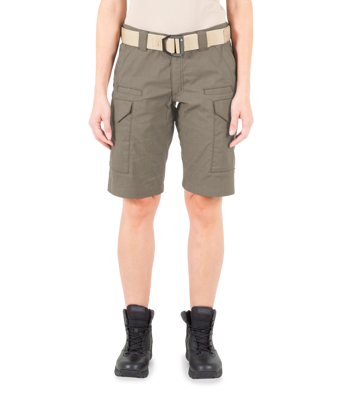 Front of Women's V2 Short in Ranger Green|color_ranger green