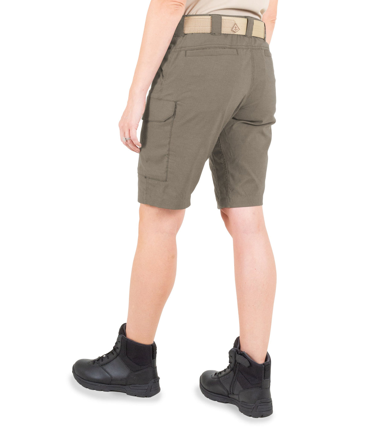 Side of Women's V2 Short in Ranger Green|color_ranger green