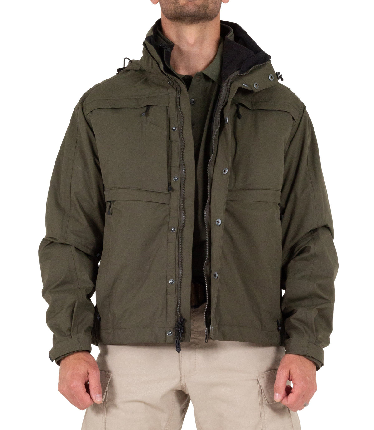 Front of Mens Tactix System Jacket in OD Green |color_od green