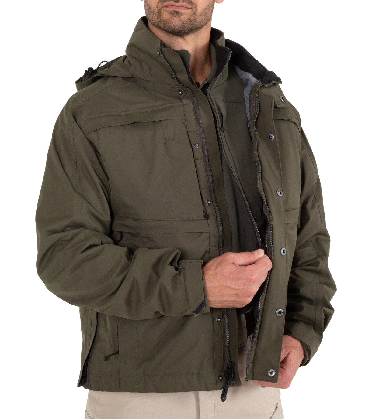 Softshell Jacket Unzipped for Mens Tactix System Jacket in OD Green |color_od green