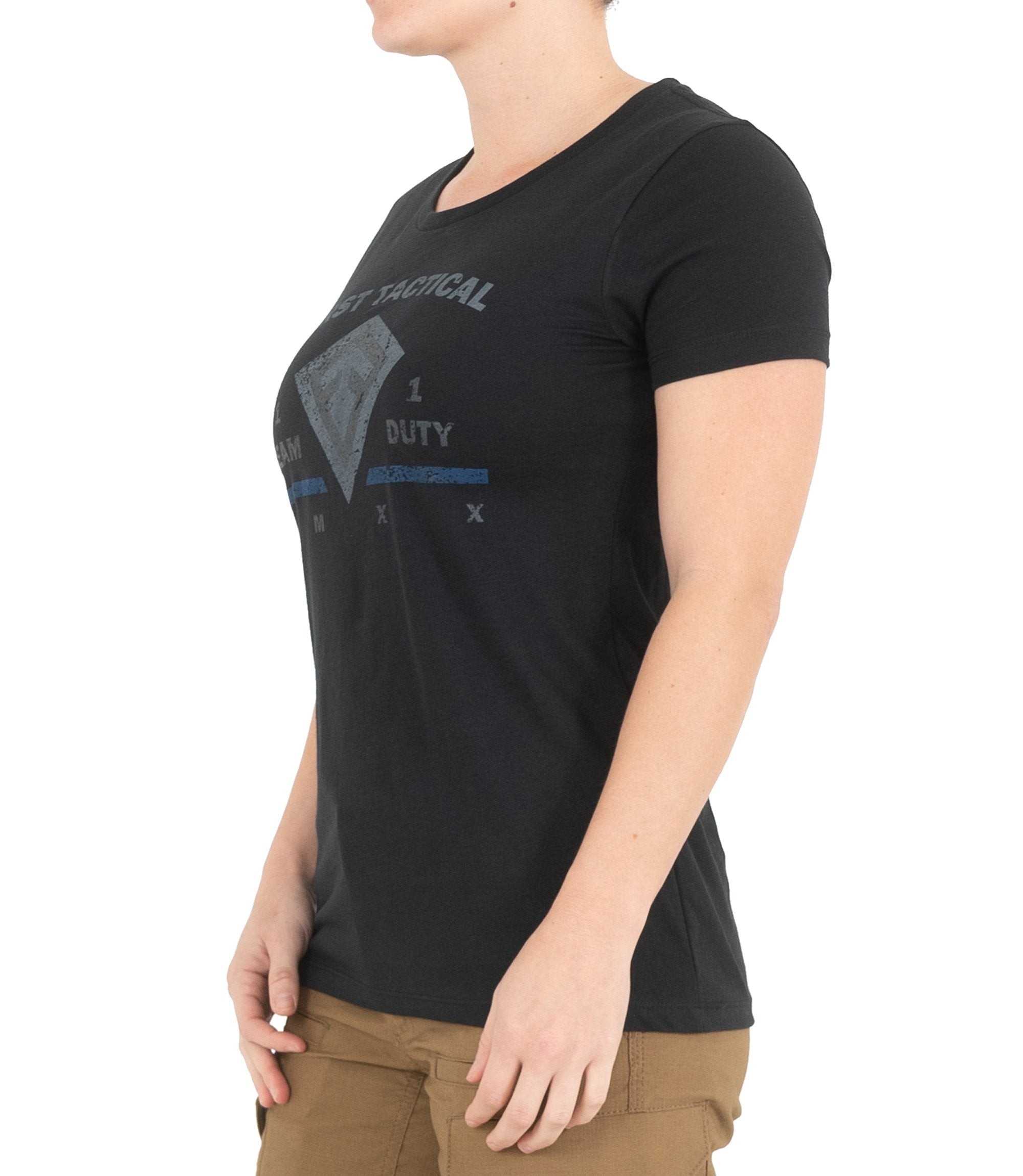 Side of Women's TBL Team Duty T-Shirt in Black