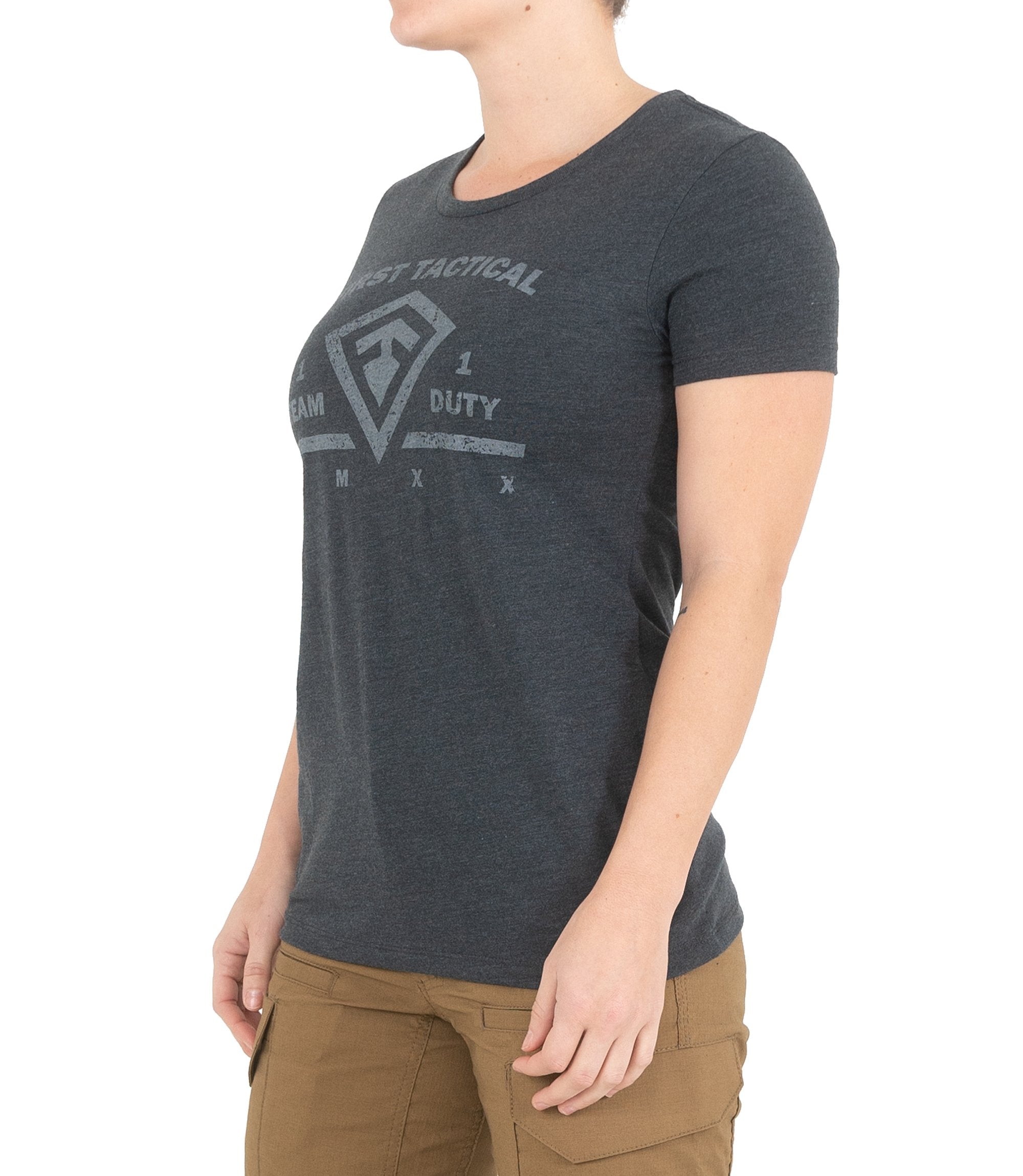 Side of Women's Tonal Team Duty T-Shirt in Asphalt