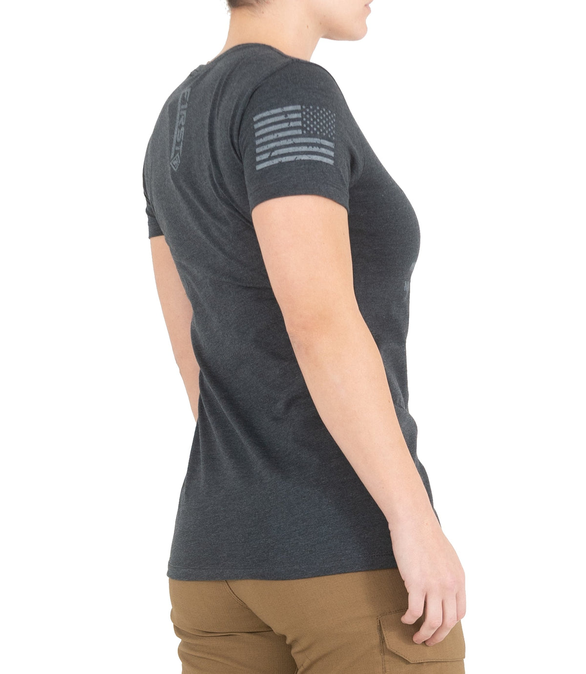 Side of Women's Tonal Team Duty T-Shirt in Asphalt